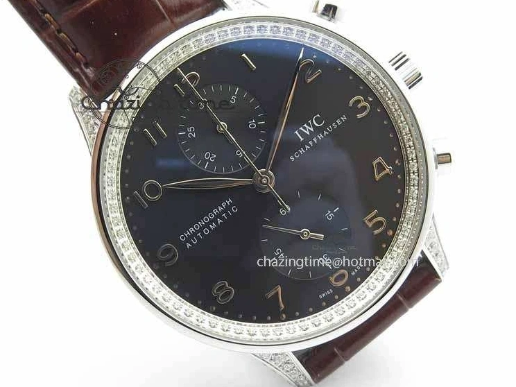 MIROTIME 0319 Unique Portuguese IW3714 Diam ZF V2 1:1 Best Edition Gray Dial On Brown Leather Strap A79350 (Slim Movement) 7250